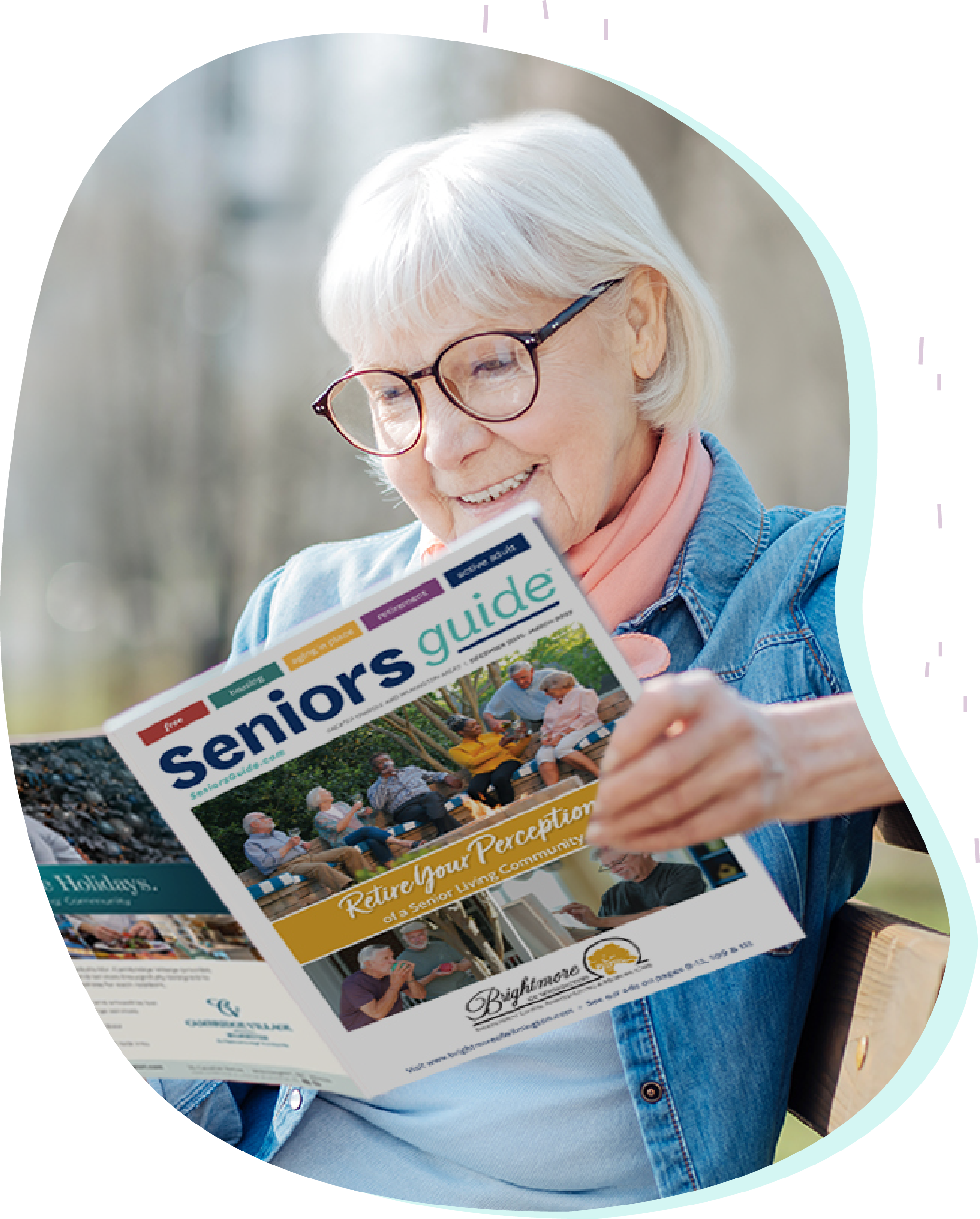 Senior lady reading Seniors Guide Magazine